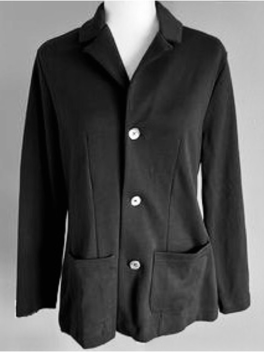 Hannah Andersson Black Women's Button Front Jacket Cotton/Poly/Lycra Blend M
